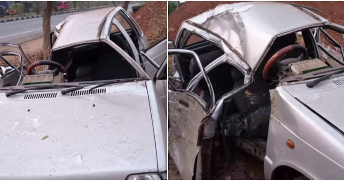 കാർ മരത്തിലിടിച്ച് അച്ഛനും മകളും ദാരുണാന്ത്യം; 3 പേർക്ക് പരിക്ക്, മൃതദേഹം പുറത്തെടുത്തത്