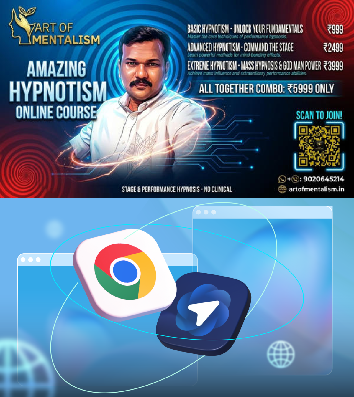 newskerala.net_1779014466_the-google-chrome-icon-and-the-chatgpt-atlas-icon-floating-over-a-blue-background