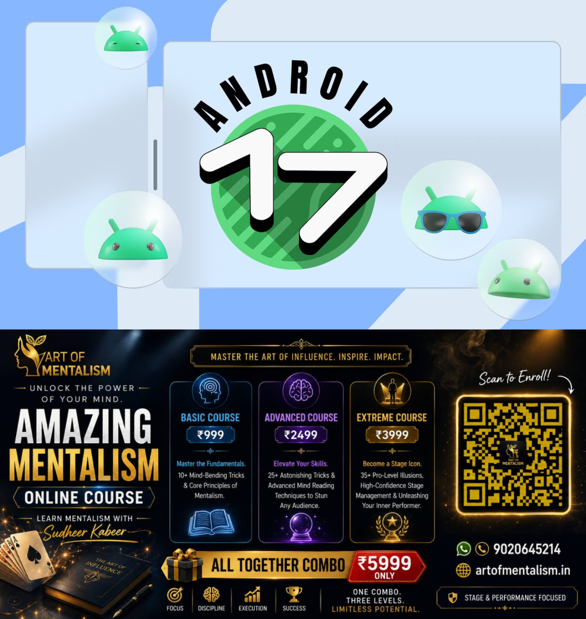 newskerala.net_1782468849_android-17-logo-on-a-split-screen-with-android-mascot-bubbles-around-it