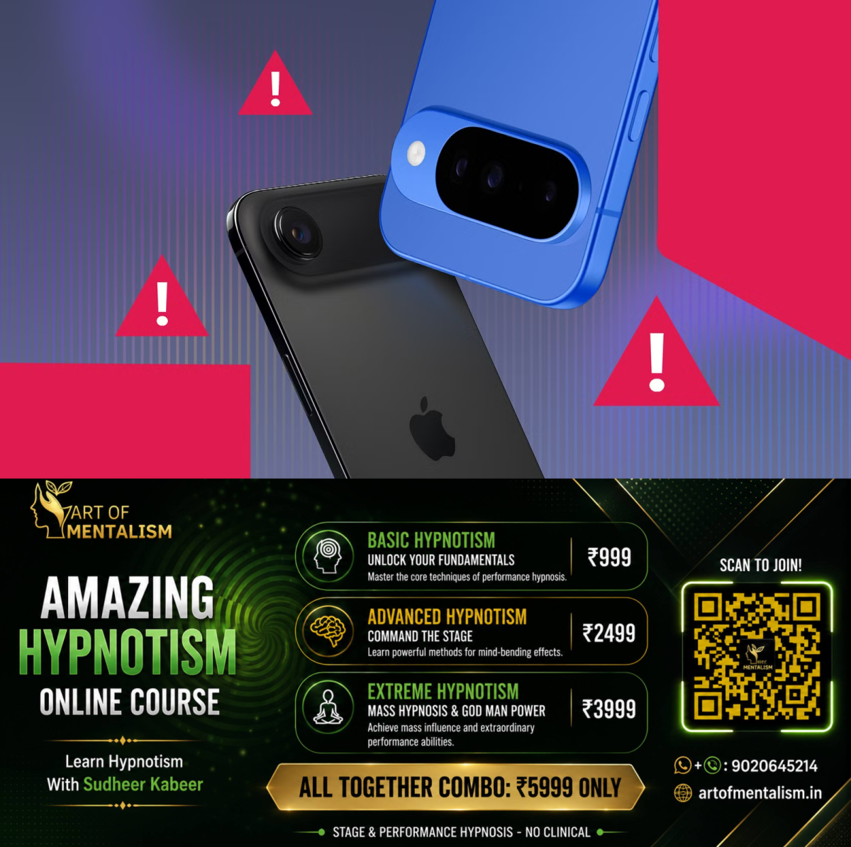 newskerala.net_1784906169_a-blue-google-pixel-10-and-a-black-iphone-air-with-several-warning-signs-around-them