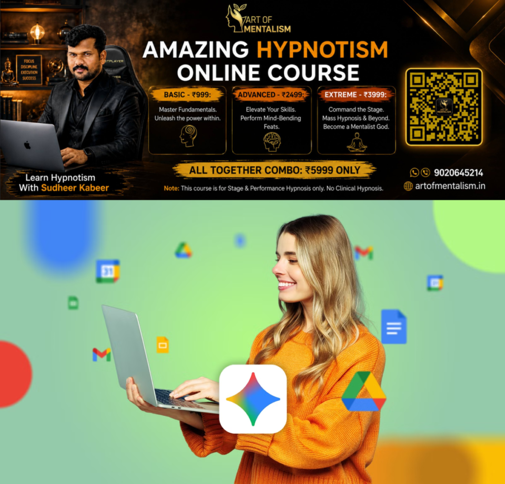 newskerala.net_1785424746_woman-using-a-laptop-surrounded-by-floating-google-workspace-icons-and-a-central-gemini-logo