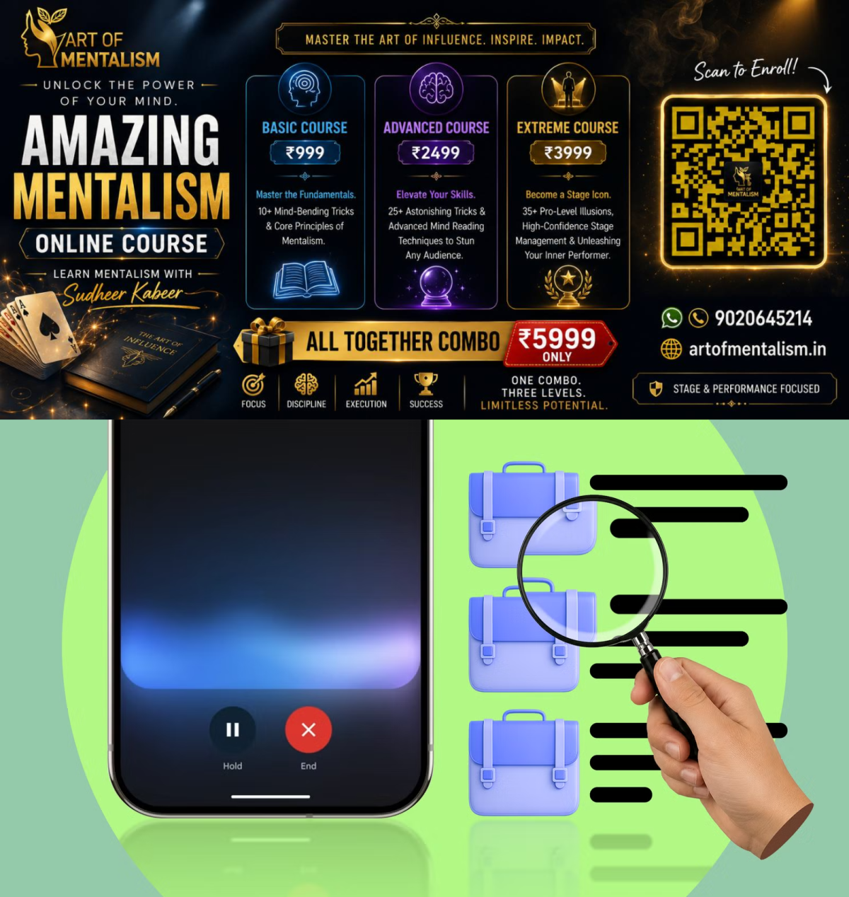 newskerala.net_1786559888_gemini-live-on-a-phone-beside-job-listings-under-a-magnifying-glass