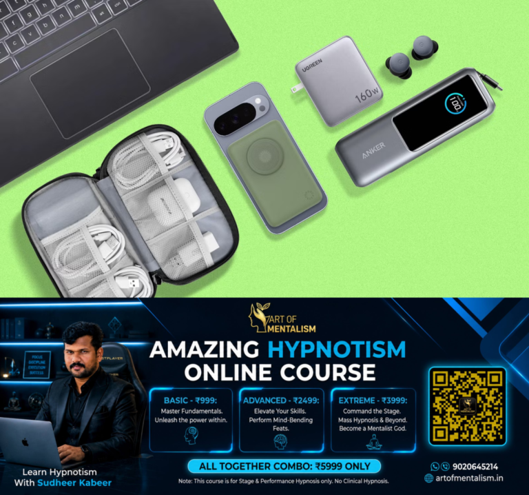 newskerala.net_1786726389_charging-accessories-including-a-power-bank-charger-earbuds-cables-and-a-tech-pouch
