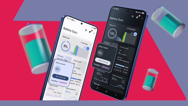 two-galaxy-s25-phones-showing-different-battery-guru-health-results.jpg