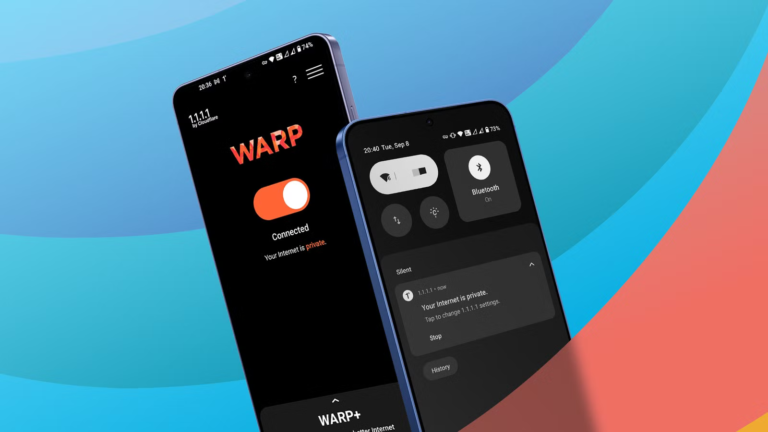 cloudflare-warp-shown-connected-on-android-beside-the-quick-settings-panel.png