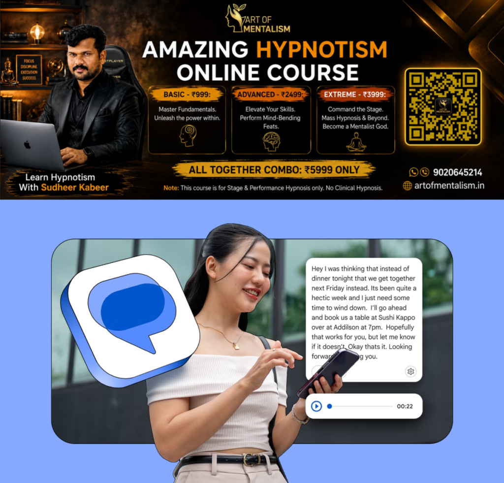 newskerala.net_1790114285_smiling-woman-using-her-phone-next-to-the-google-messages-logo-and-the-voice-transcript-feature