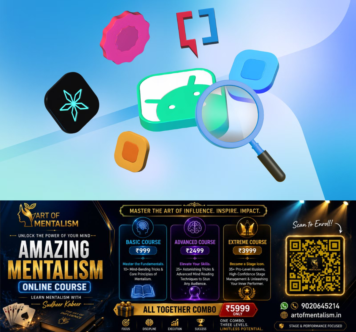 newskerala.net_1792190646_a-magnifying-glass-over-an-android-icon-surrounded-by-colorful-floating-icons