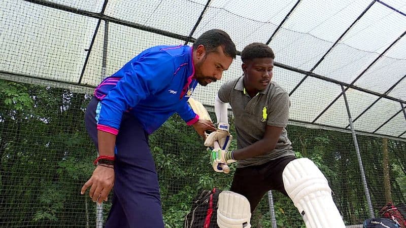 Great Andamanese indigenous man came to Pala for cricket practice jje 